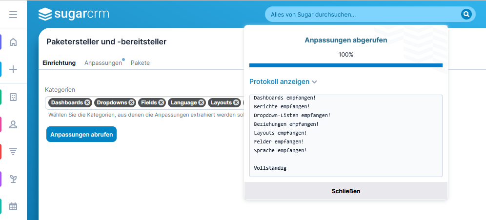 Anpassungen filtern und exportieren