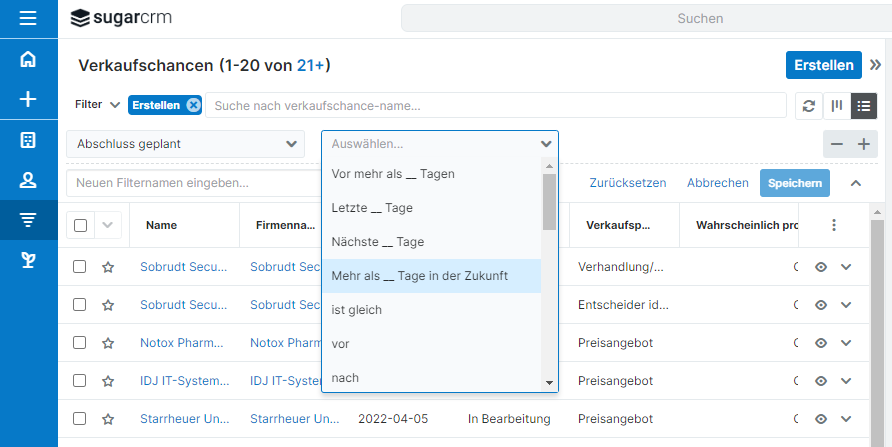 Listenansichtsfilter
